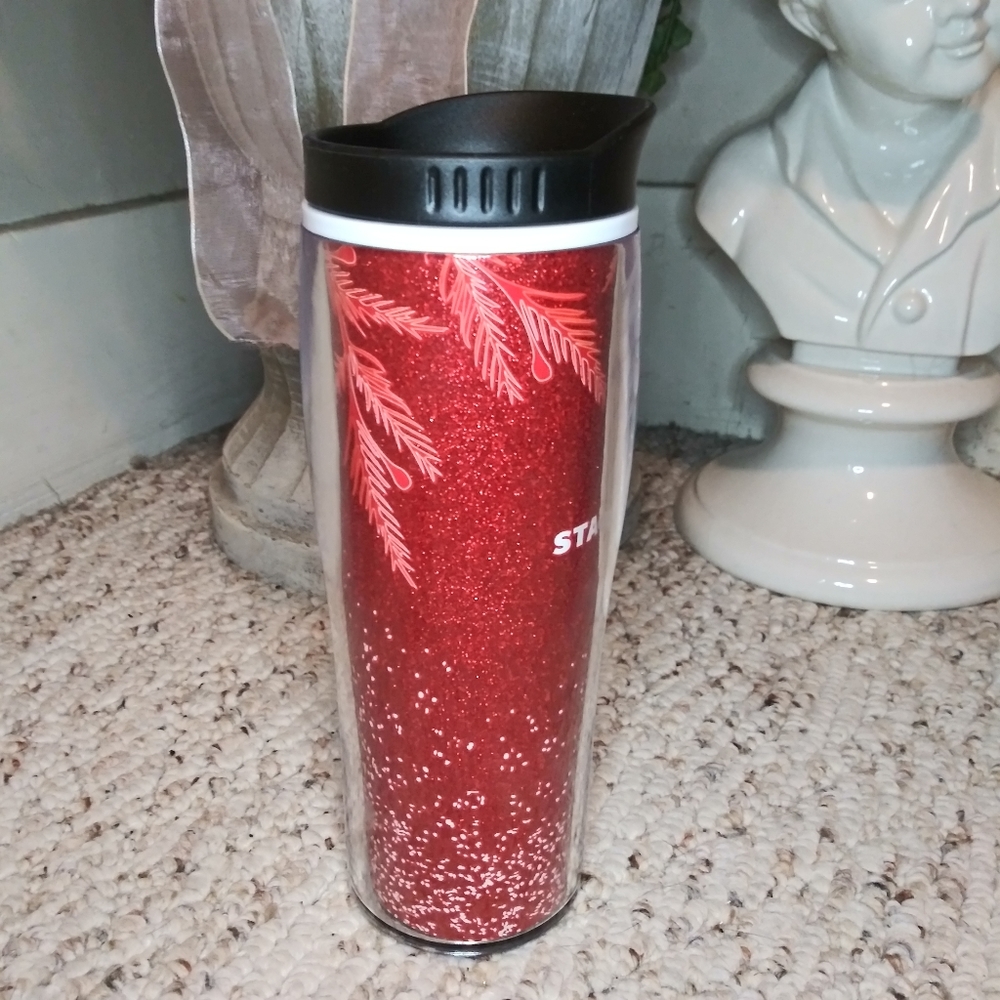 Starbucks 2020 Grande Size Red Holiday Sparkly Glitter Travel Mug - Picture 5 of 7